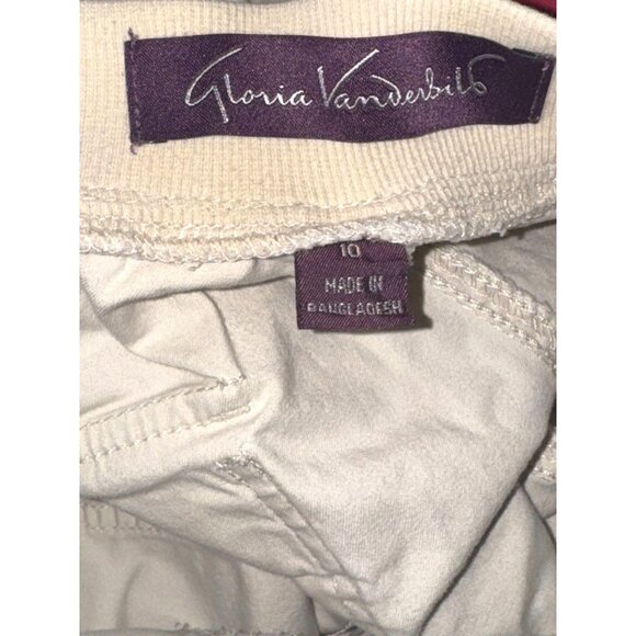 Gloria Vanderbilt Womens Cream Cotton Capri Cargo Pants Size 10 With Drawstring - Picture 2 of 6